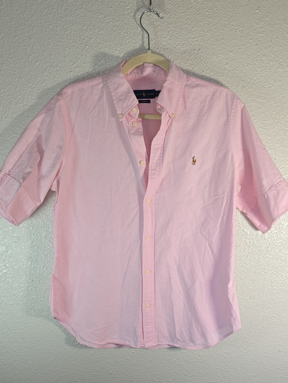 Ralph Lauren Classic Short-Sleeve Button-Down Shirt in Light Pink